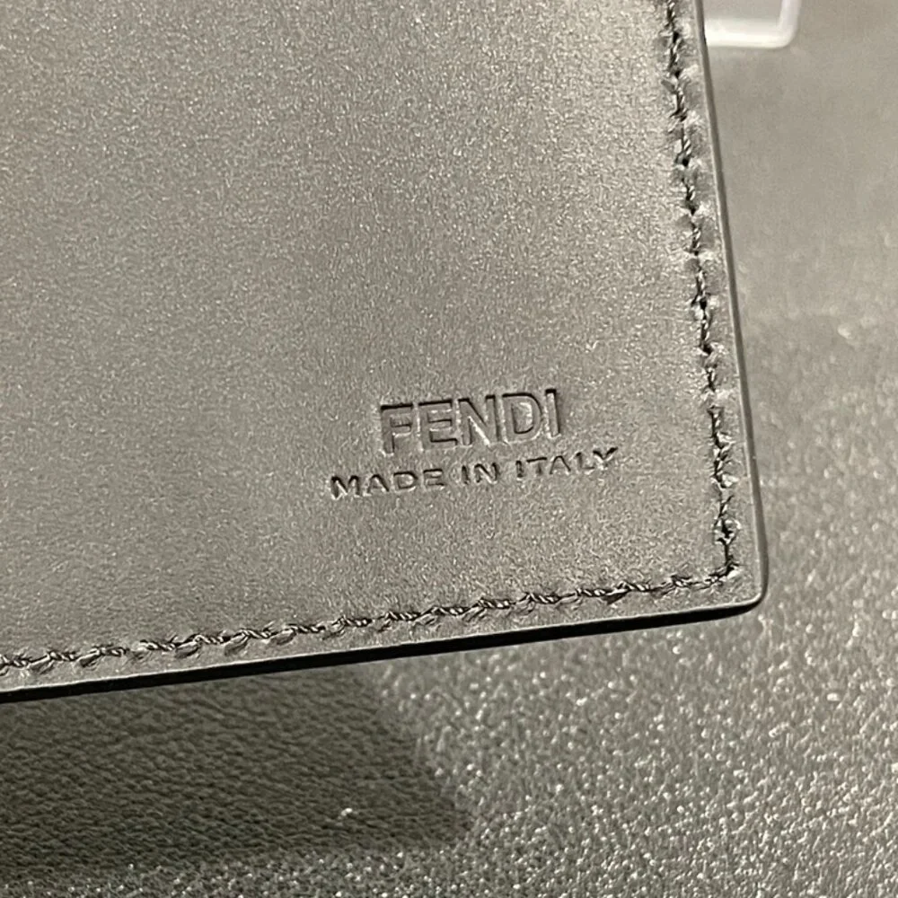 Fendi Black Micro FF Embossed Bi-Fold Wallet (JB1332)